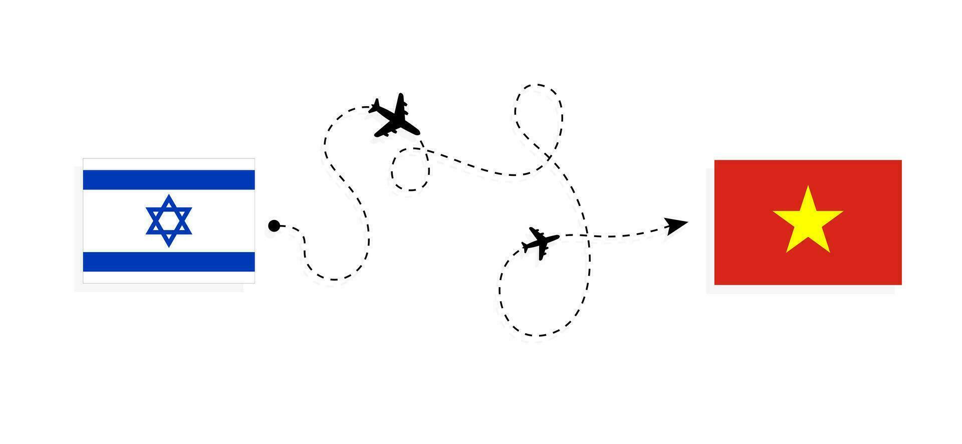 volo e viaggio a partire dal Israele per Vietnam di passeggeri aereo viaggio concetto vettore