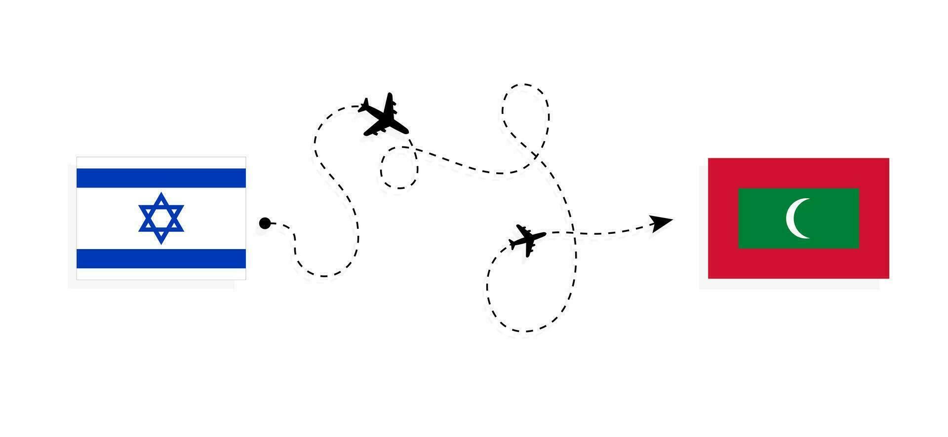 volo e viaggio a partire dal Israele per Maldive di passeggeri aereo viaggio concetto vettore