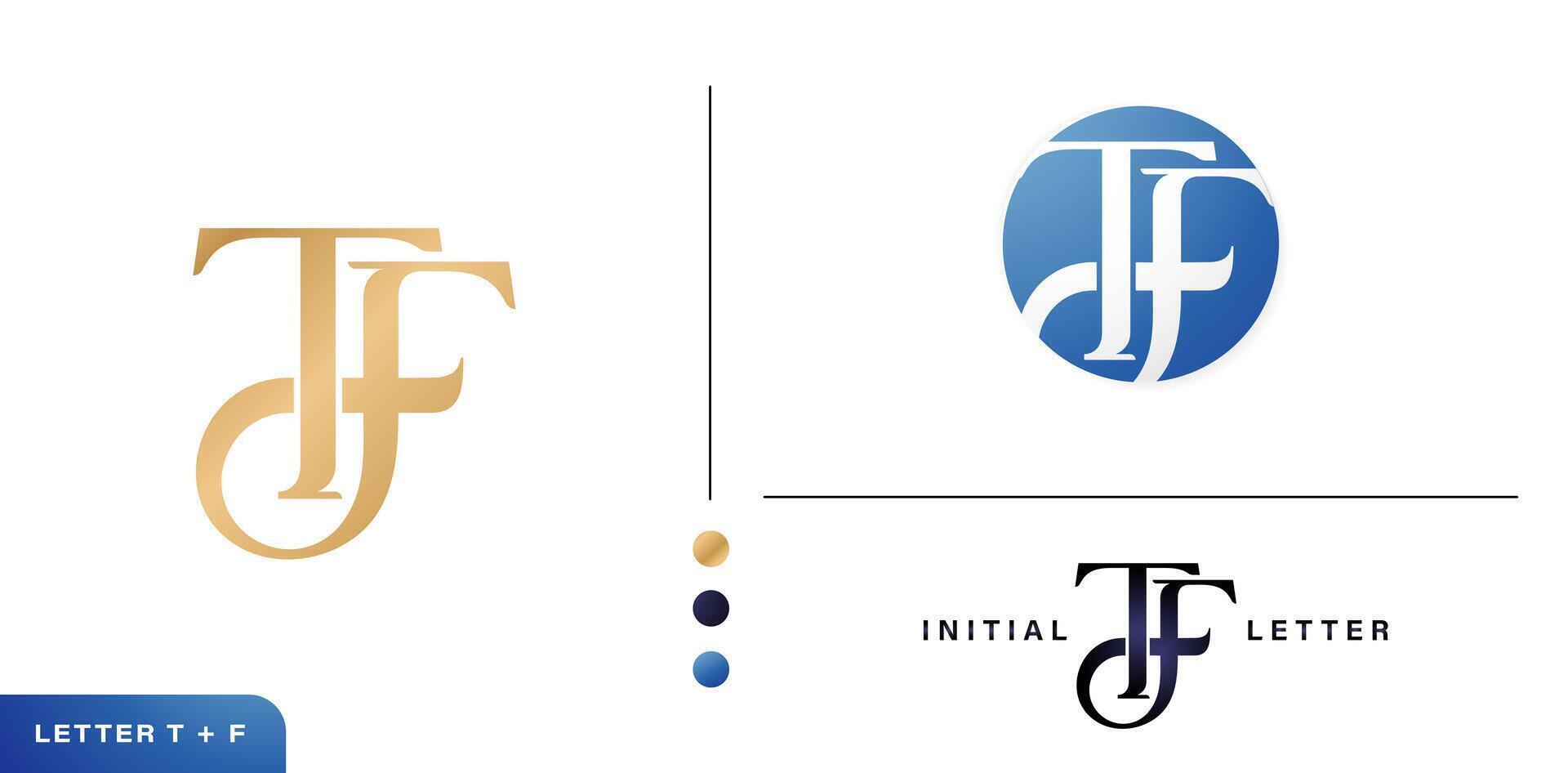 monogramma tf iniziali lettera logo design isolato bianca sfondi per attività commerciale e azienda identità, marchio, annuncio pubblicitario materiale d'oro Foglio, collage stampe, Annunci campagne, nozze inviti vettore