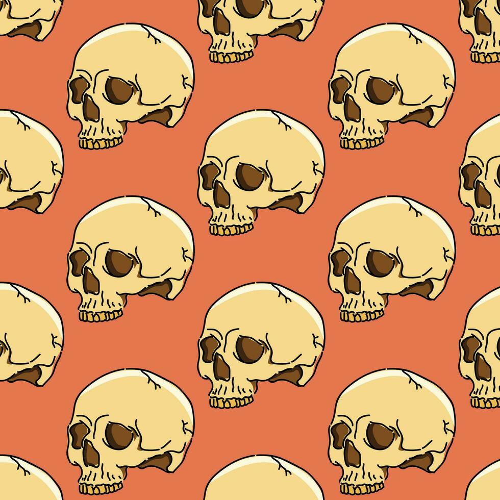 cranio piastrella illustrazione design vettore nel un arancia sfondo