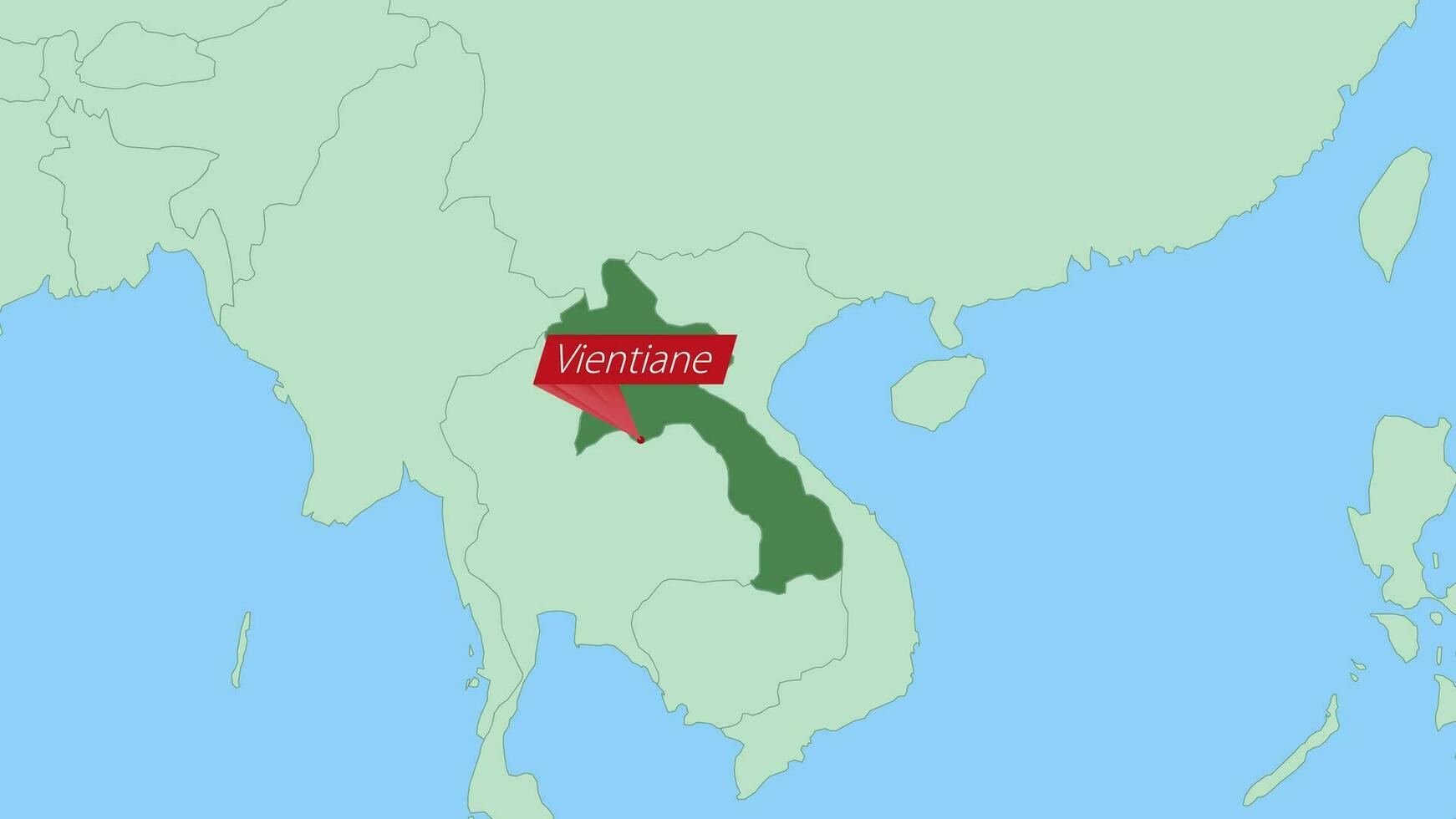 carta geografica di Laos con perno di nazione capitale. vettore