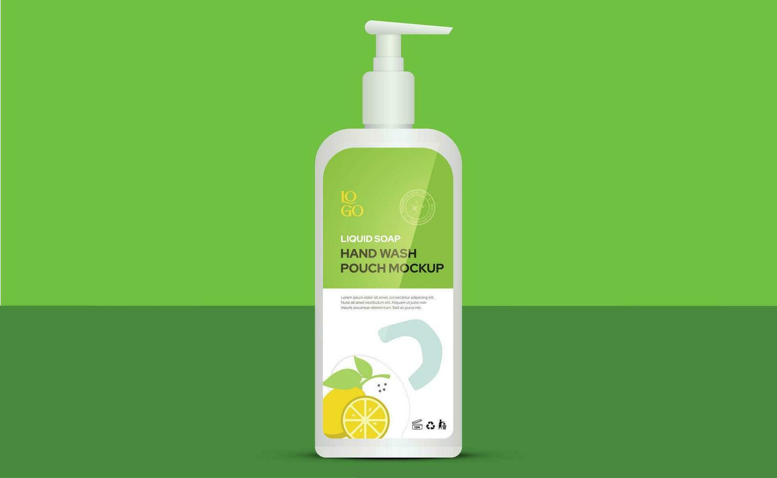 Limone liquido sapone etichetta design confezione 3d illustrazione design etichetta vettore design