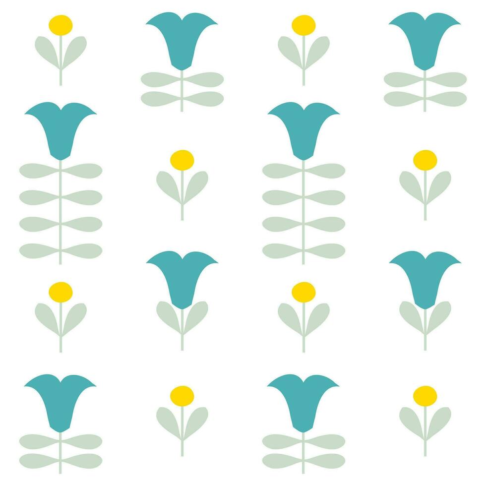 scandinavo stile modello con fioritura campanule fiori. floreale Stampa per tee, carta, tessuto, tessile. vettore