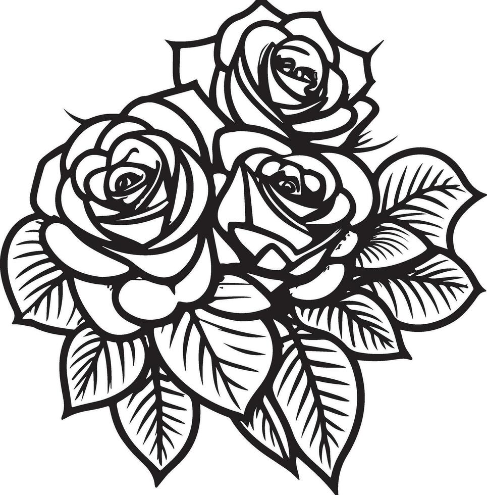 rosa fiore clipart nero bianca immagini. mano disegnato Rose. schizzo rosa fiori con le foglie vettore