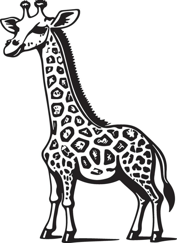 giraffa cartone animato personaggi isolato su bianca sfondo. illustrazione per bambini. colorazione libro. colorazione pagina. vettore