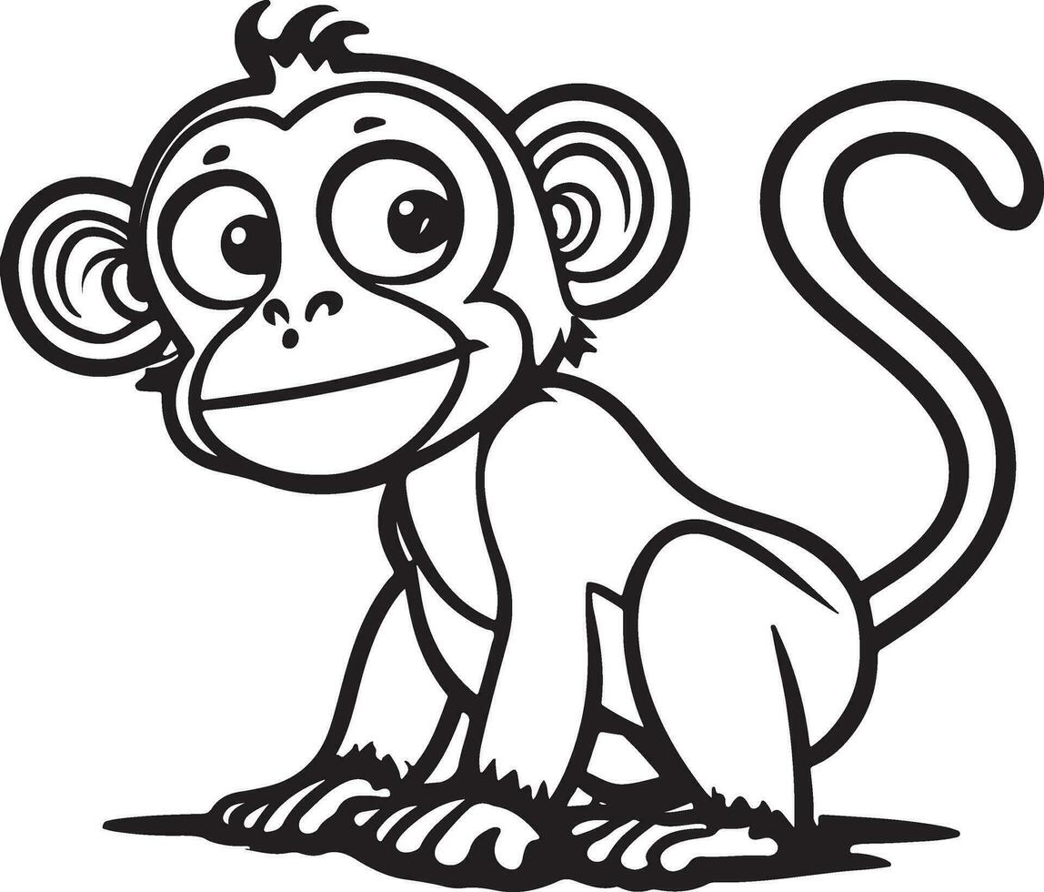 scimmia cartone animato personaggi isolato su bianca sfondo. illustrazione per bambini. colorazione libro. colorazione pagina. vettore