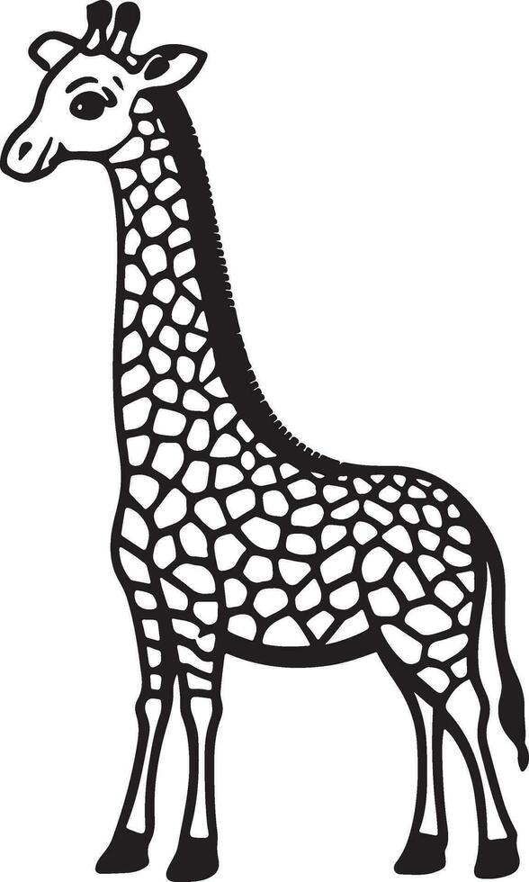 giraffa cartone animato personaggi isolato su bianca sfondo. illustrazione per bambini. colorazione libro. colorazione pagina. vettore