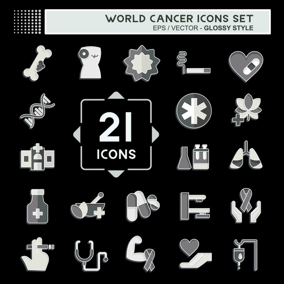 icona impostato mondo cancro. relazionato per Salute simbolo. lucido stile. semplice design modificabile. semplice illustrazione vettore