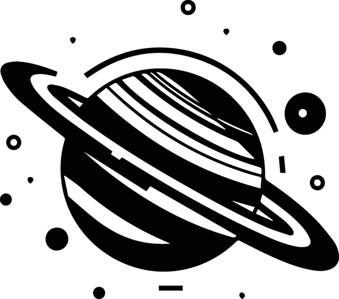 pianeta con anelli logo nel piatto linea arte stile vettore