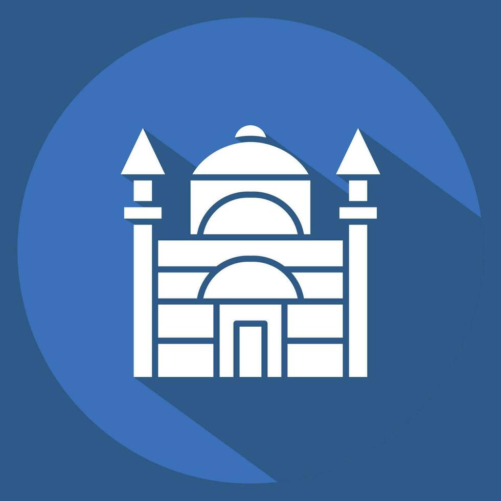 icona blu moschea. relazionato per tacchino simbolo. lungo ombra stile. semplice design modificabile. semplice illustrazione vettore