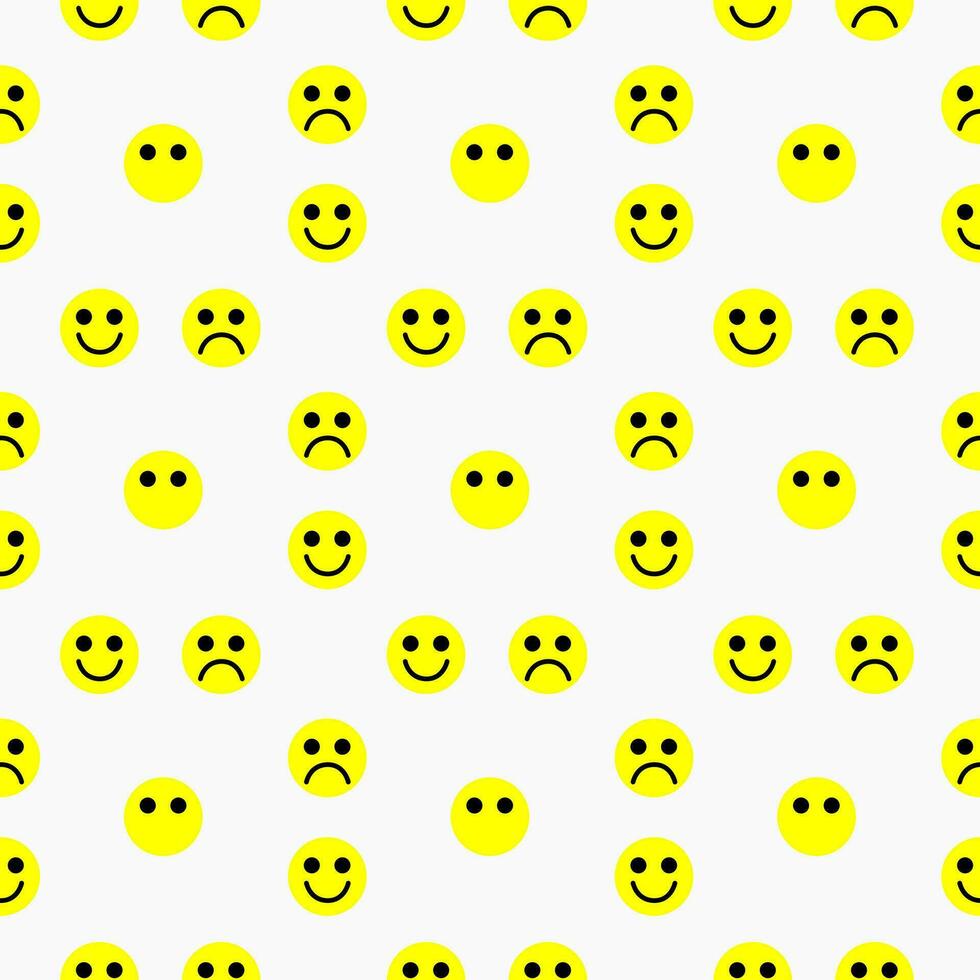 semplice facce emoji modello. emoticon di triste e contento. giallo viso senza soluzione di continuità modello. vettore sfondo. design per un' manifesto, coperchio, tessile.