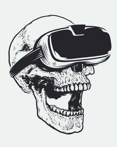 Cranio in occhiali per realtà virtuale vettore