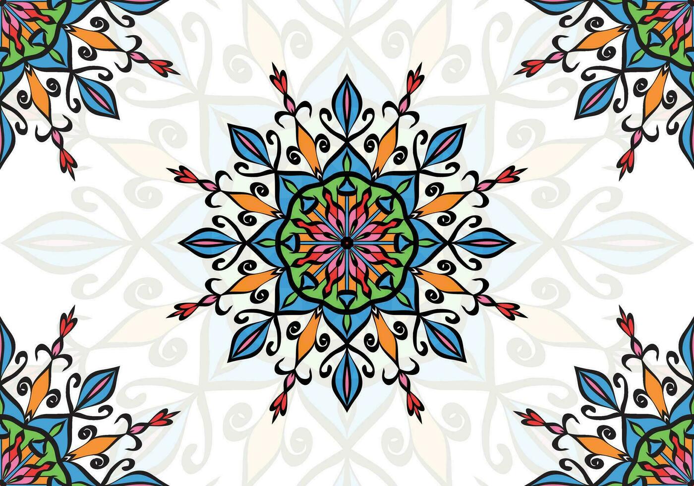 colorato mandala sfondo ornamentale, arabesco stile con d'oro arabesco modello stile. decorativo mandala ornamento per Stampa, opuscolo, striscione, coperchio, manifesto, invito carta vettore