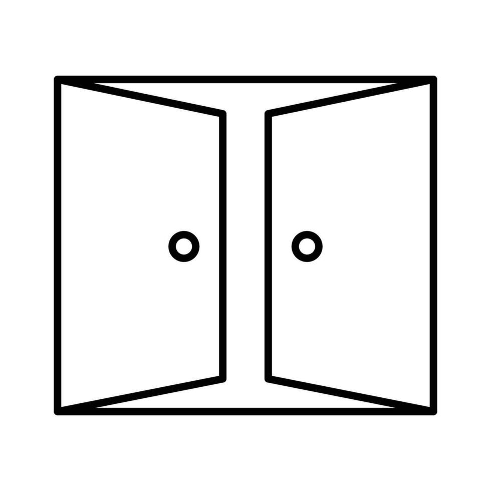 Doppio porte icona. semplice schema stile. porta, aprire, Doppio, accedere, Uscita, Entrata, davanti, cancello, porta, Casa, casa interno concetto. magro linea simbolo. vettore illustrazione isolato.