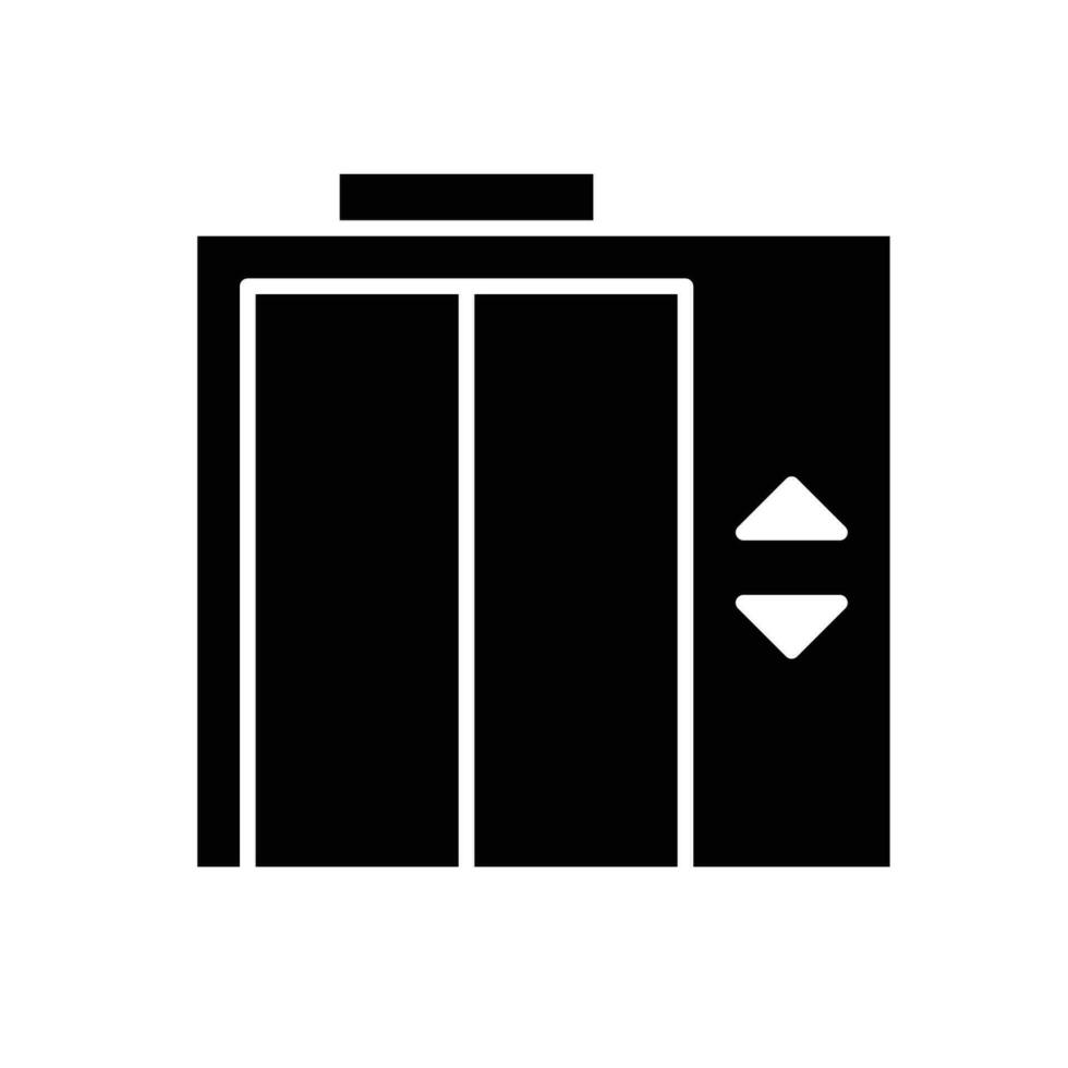 ascensore icona. semplice solido stile. sollevamento porta, intonazione, pulsante, atrio, corridoio, pannello su fuori uso, camera, Casa, casa interno concetto. silhouette, glifo simbolo. vettore illustrazione isolato.