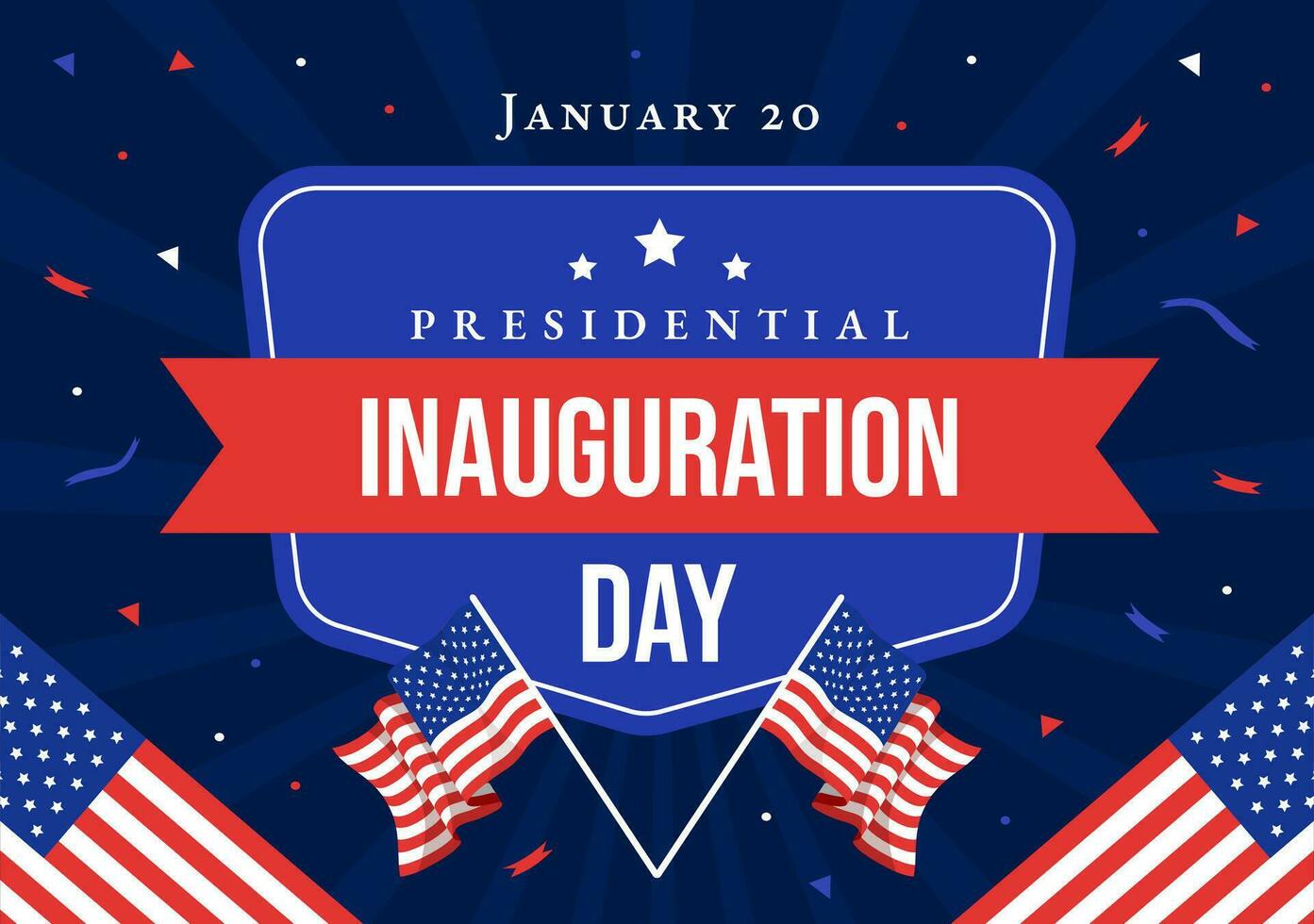 Stati Uniti d'America presidenziale inaugurazione giorno vettore illustrazione gennaio 20 con Campidoglio edificio Washington dc e americano bandiera nel sfondo design