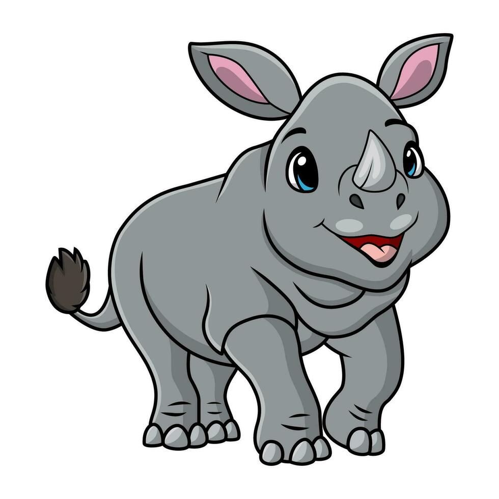 carino rinoceronte cartone animato su bianca sfondo vettore