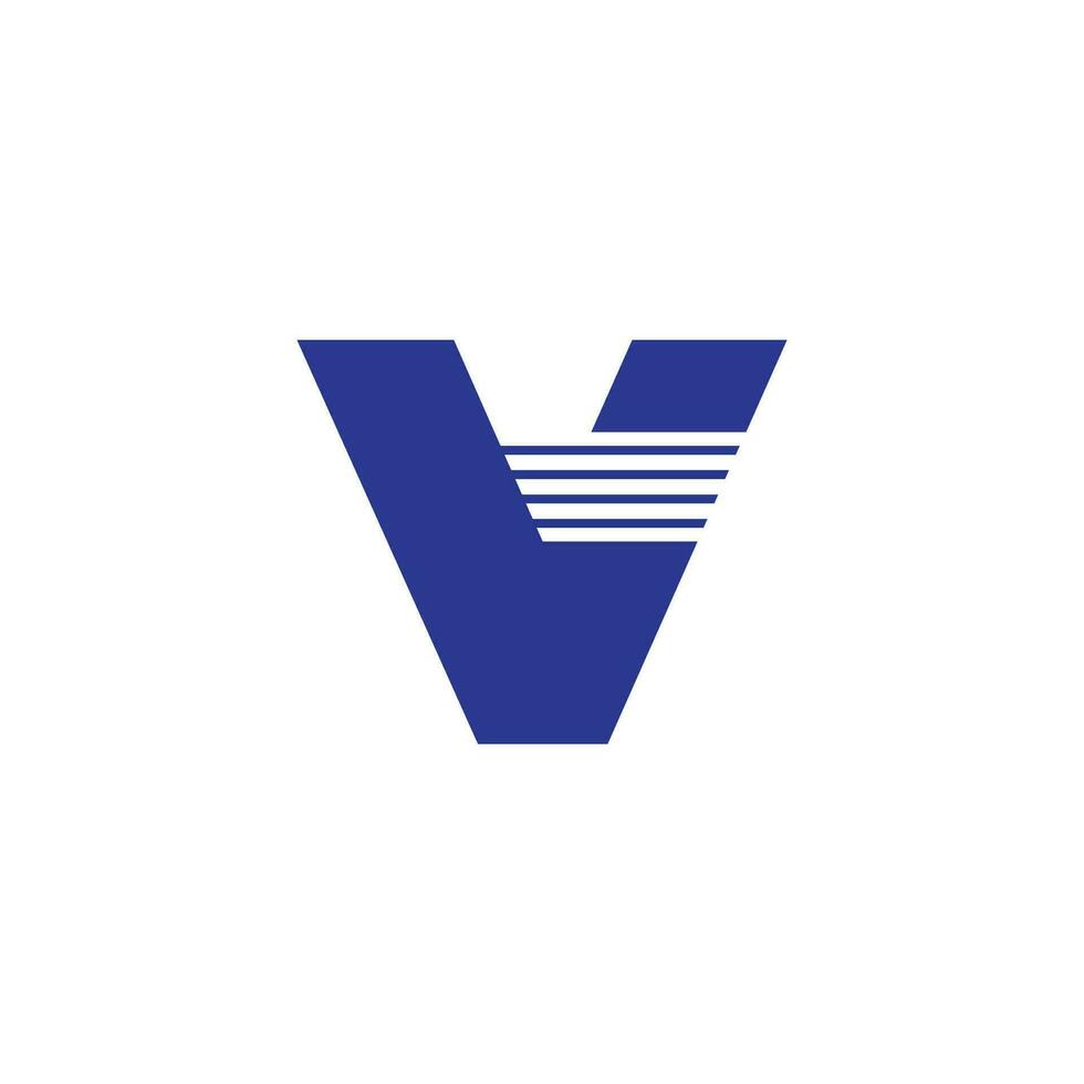 lettera v strisce movimento geometrico logo vettore