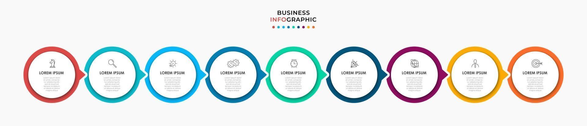 modello di business di progettazione infografica con icone e 9 opzioni o passaggi vettore