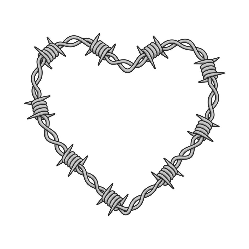 vettore disegno di il spinato filo cuore.