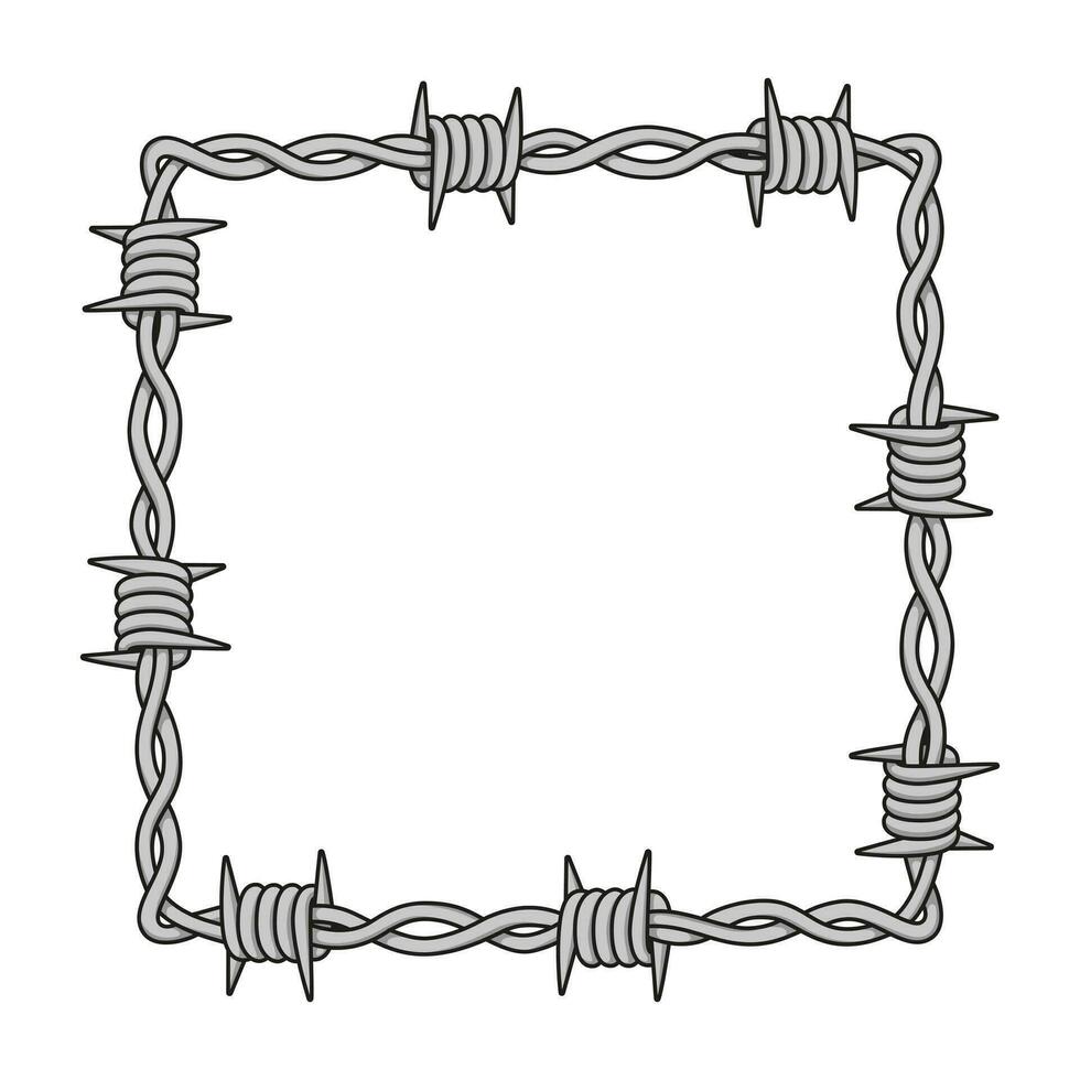 spinato filo nel forma di quadrato. isolato illustrazione. vettore