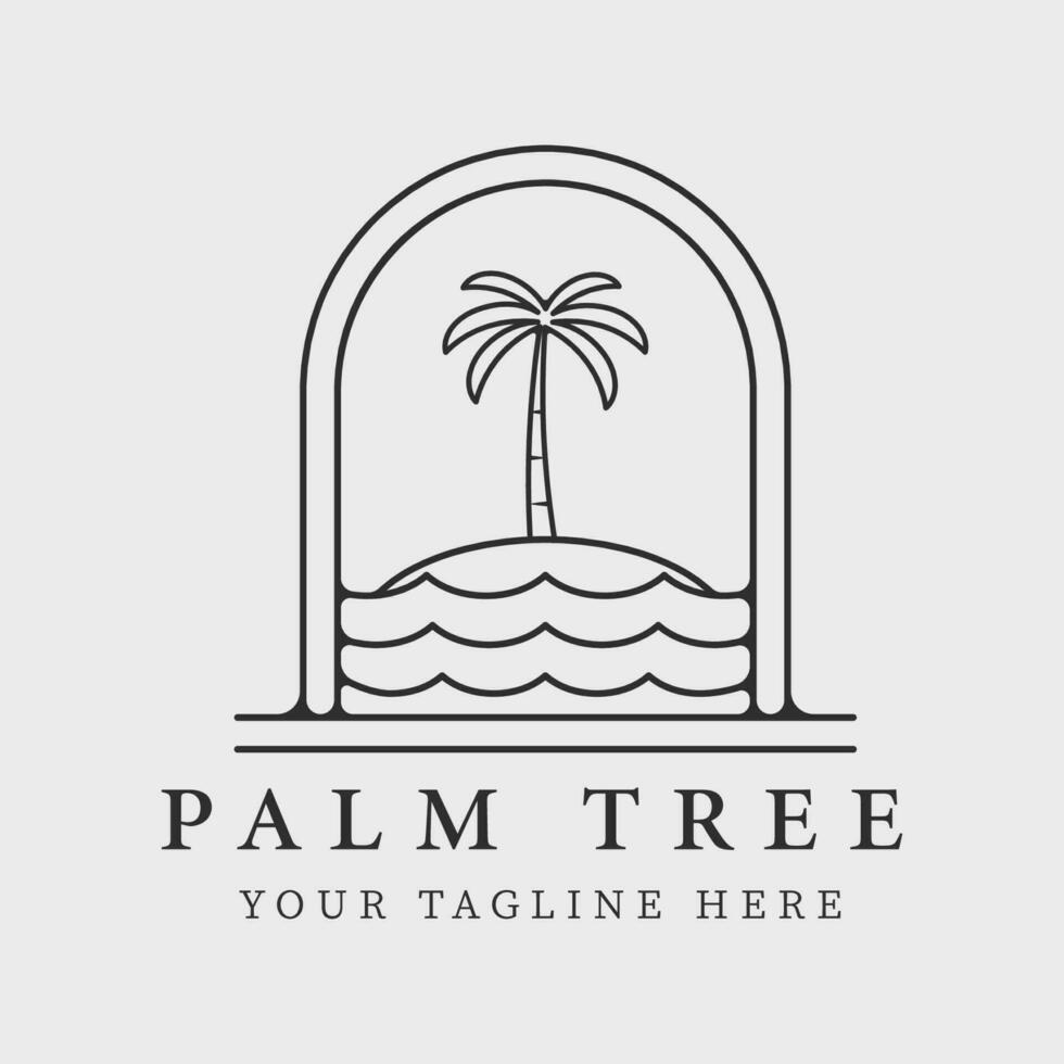 palma albero distintivo linea arte logo vettore simbolo illustrazione grafico design