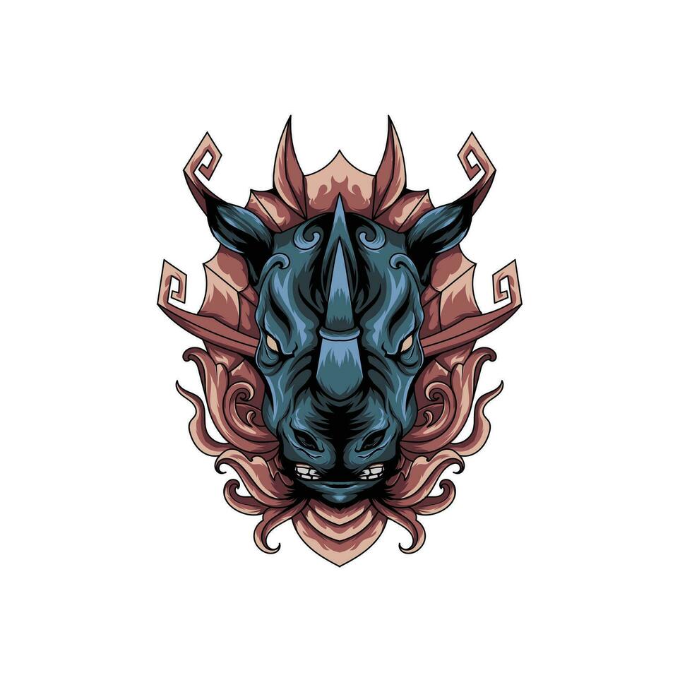 disegno del logo della mascotte della testa di rinoceronte vettore