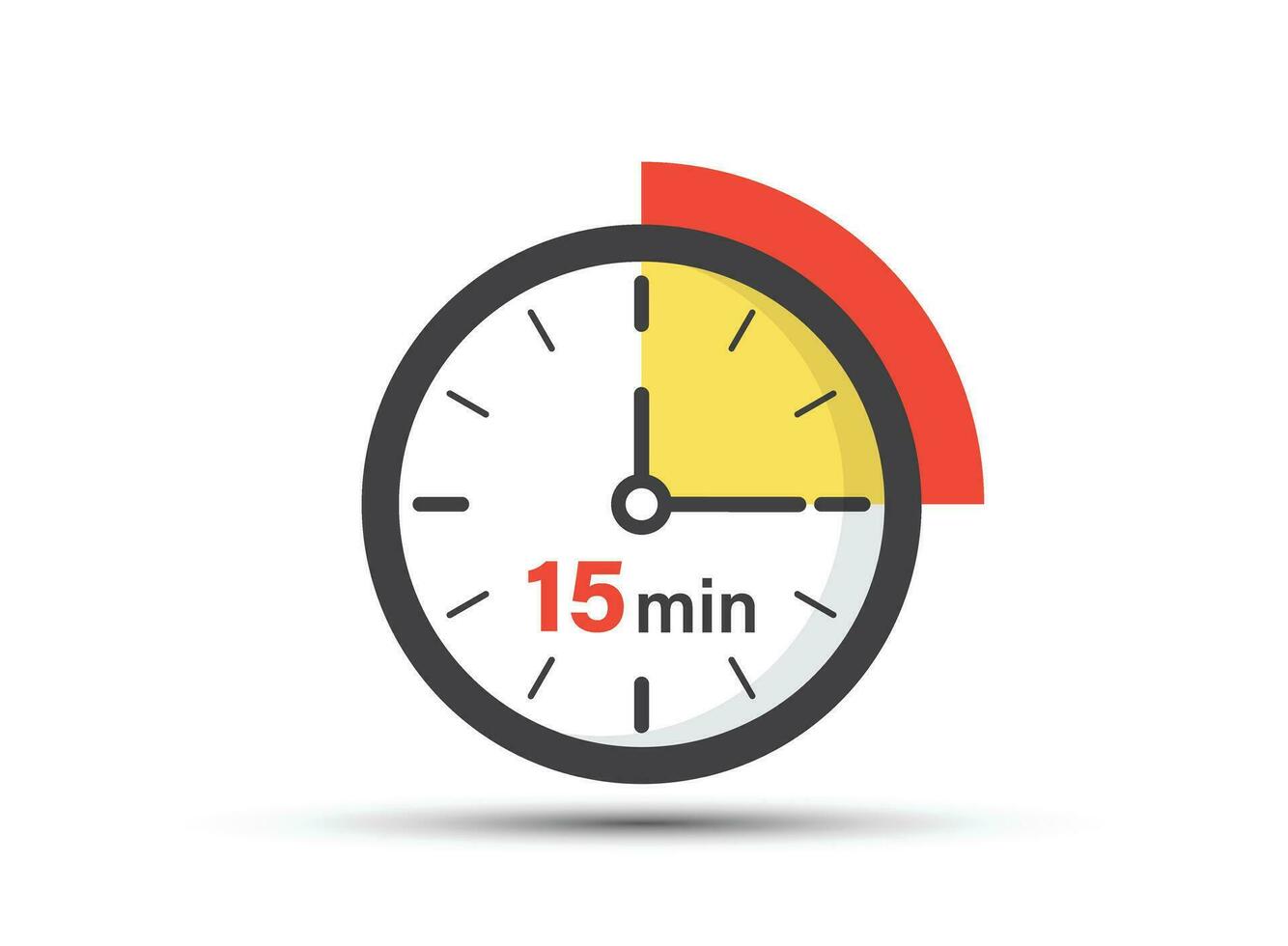 15 minuti su cronometro icona nel piatto stile. orologio viso Timer vettore illustrazione su isolato sfondo. conto alla rovescia cartello attività commerciale concetto.