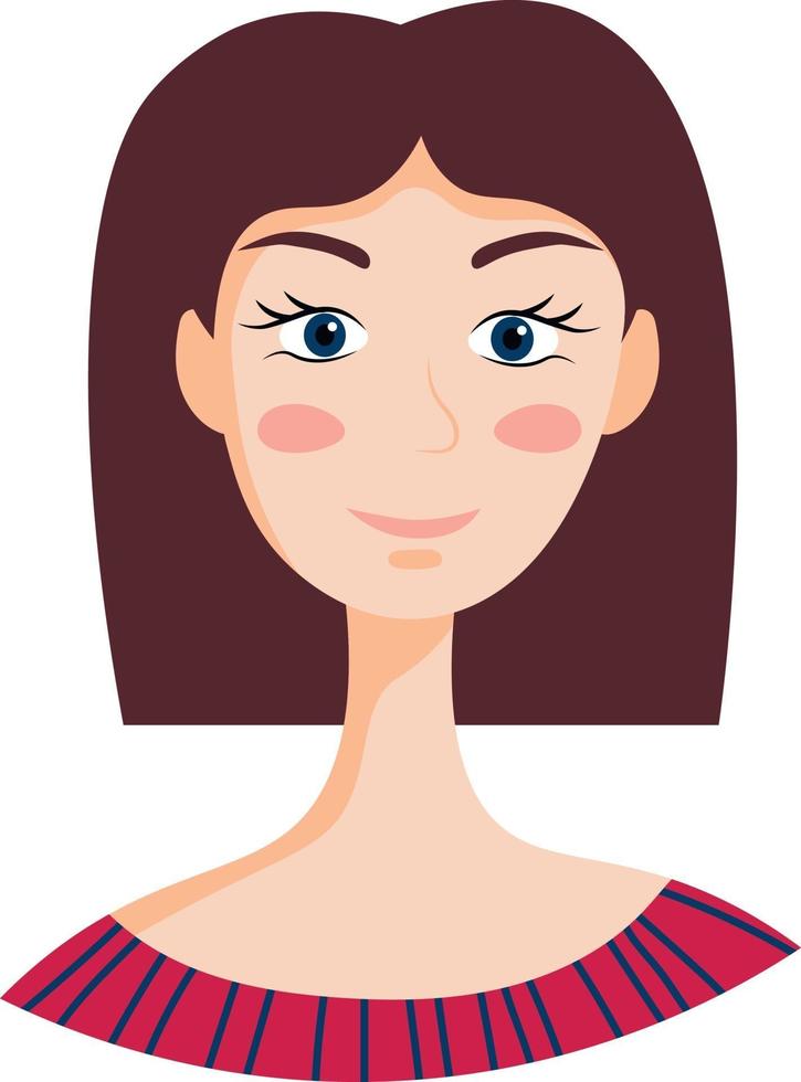 donna dai capelli castani in stile cartone animato. ritratto. avatar di social media. vettore