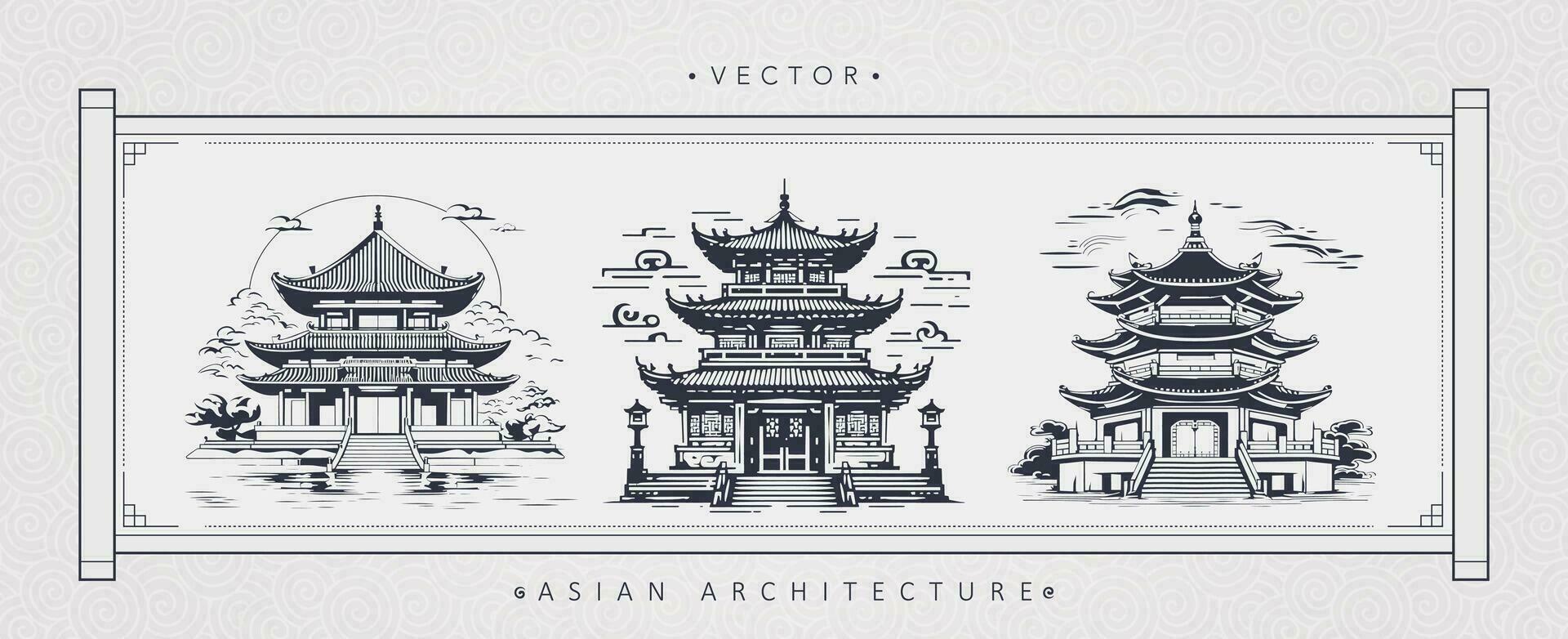 Cinese antico architettura Torre arte vettore