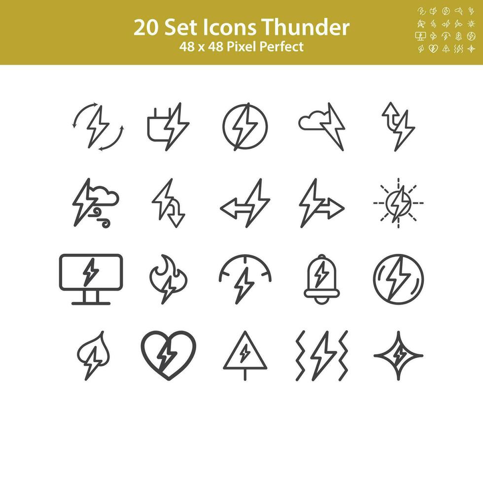 collezione di energia vettore linea icone. contiene icone di elettricità, fulmine, ambientale energia. modificabile colpi.