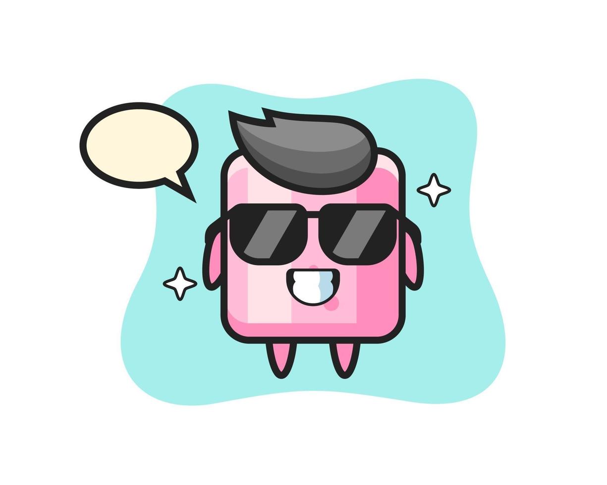 mascotte dei cartoni animati di marshmallow con gesto cool vettore