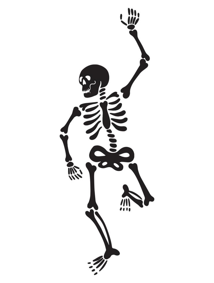scheletro nero che balla. illustrazione vettoriale