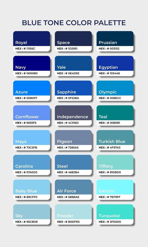 set di campioni di tavolozze di colori di tonalità blu vettore