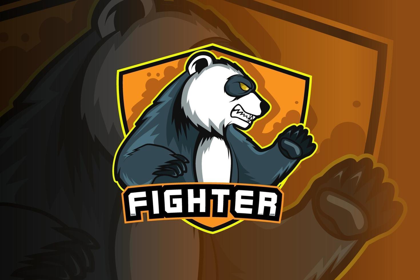 modello di logo della squadra di e-sport panda vettore