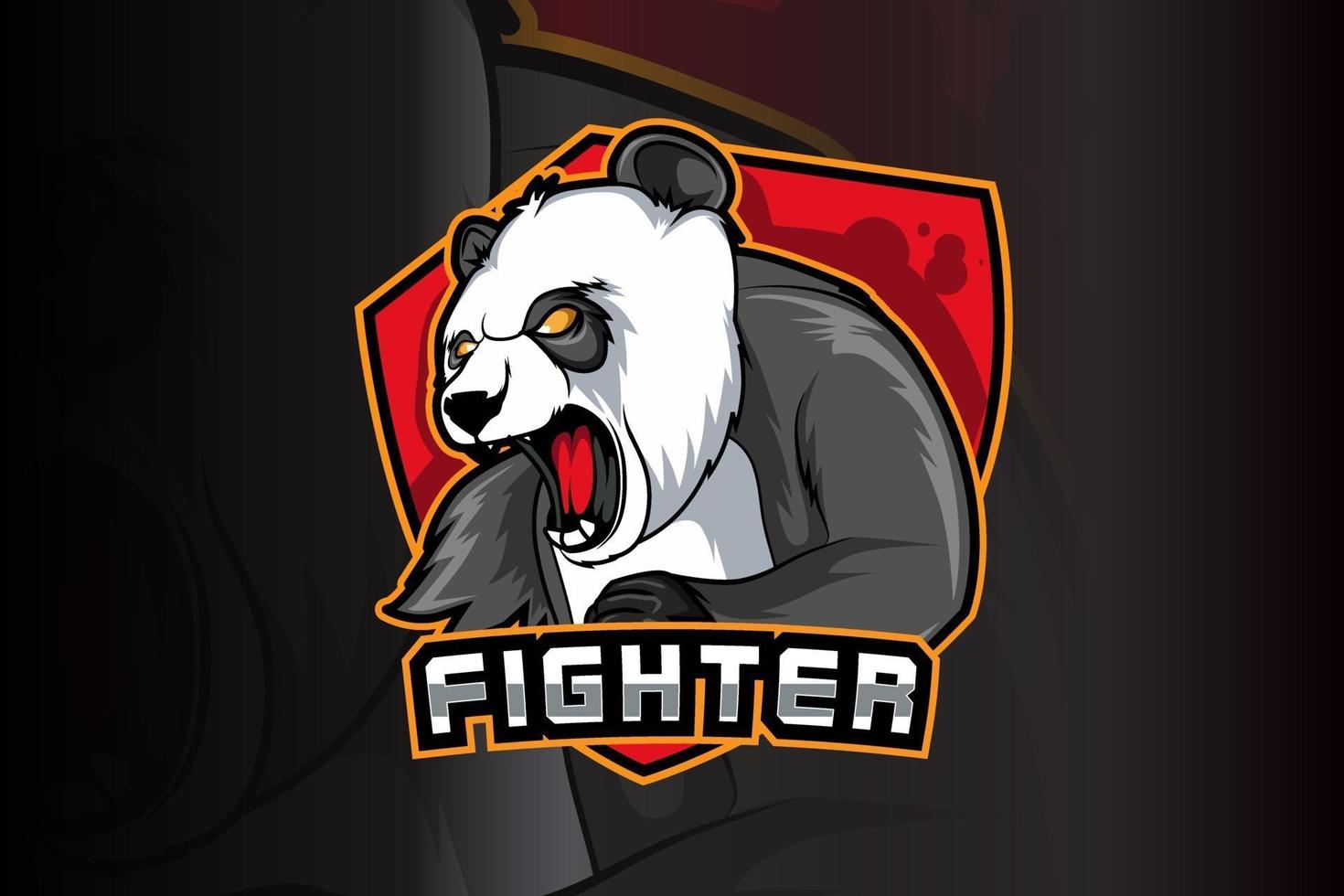 arrabbiato panda e sport e sport mascot logo design vettore