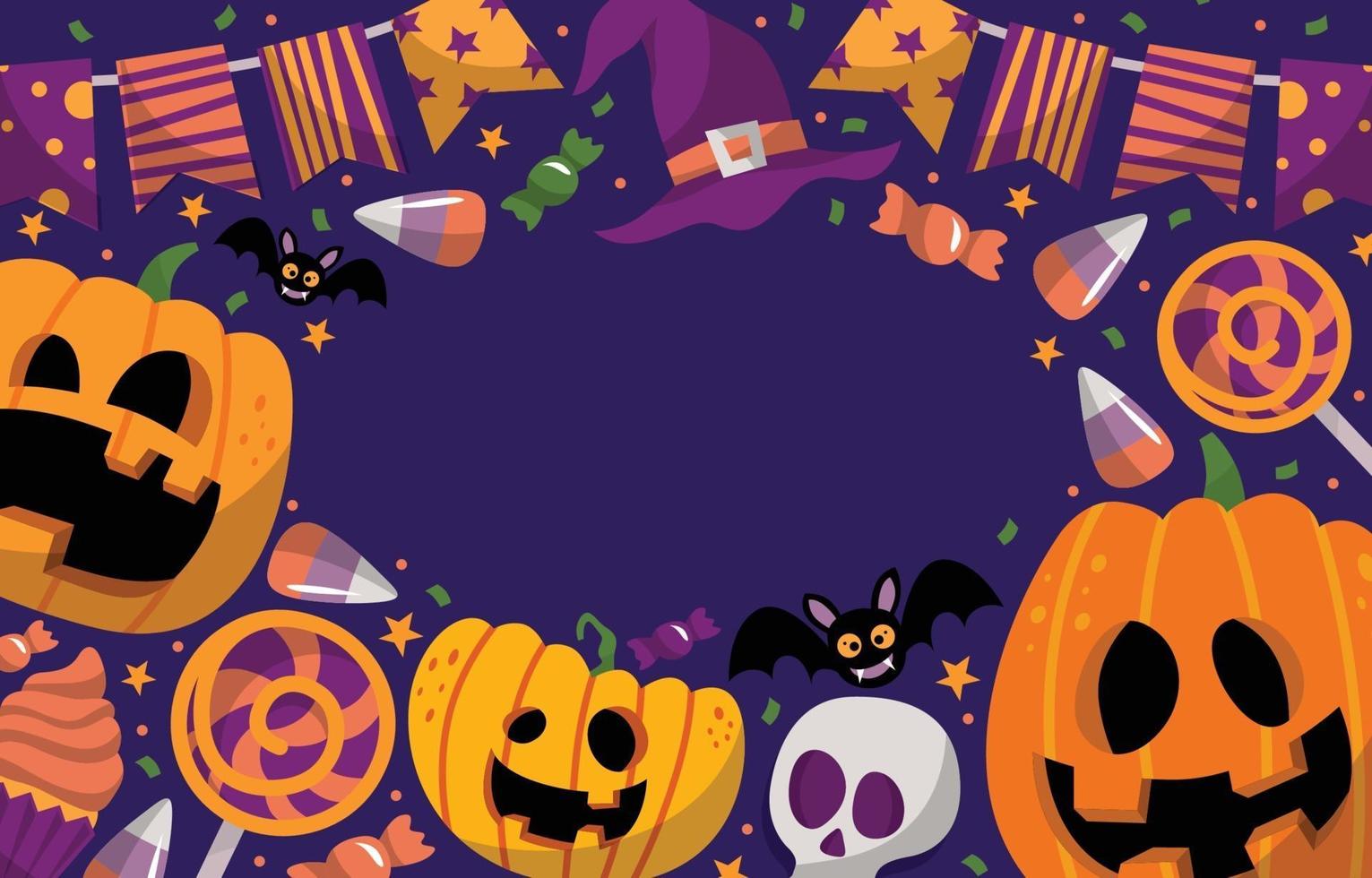 Dolcetto o scherzetto festa di halloween doodle sfondo vettore