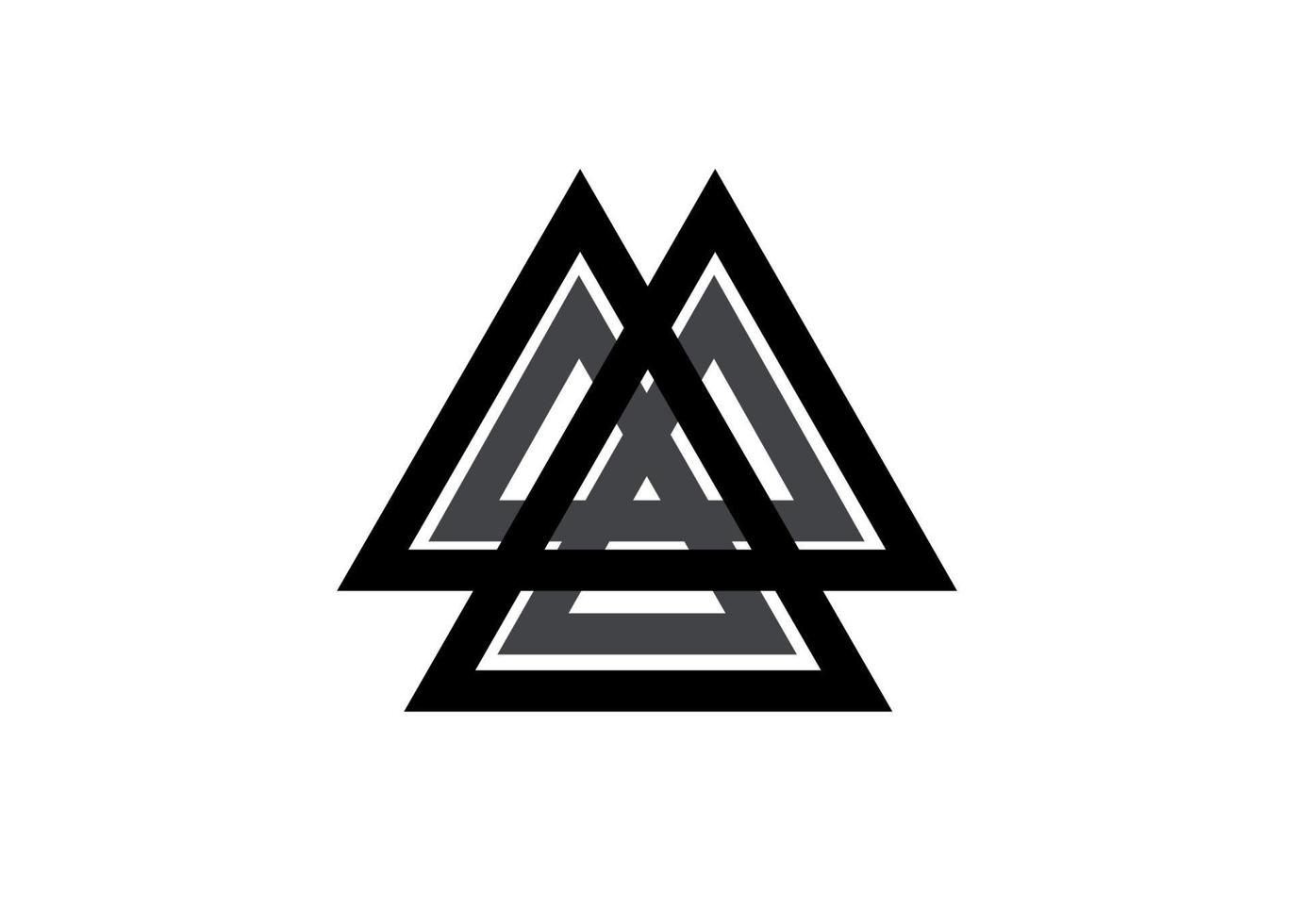 triangoli intrecciati, valknut, geometria sacra. icona piatta. logo vettore