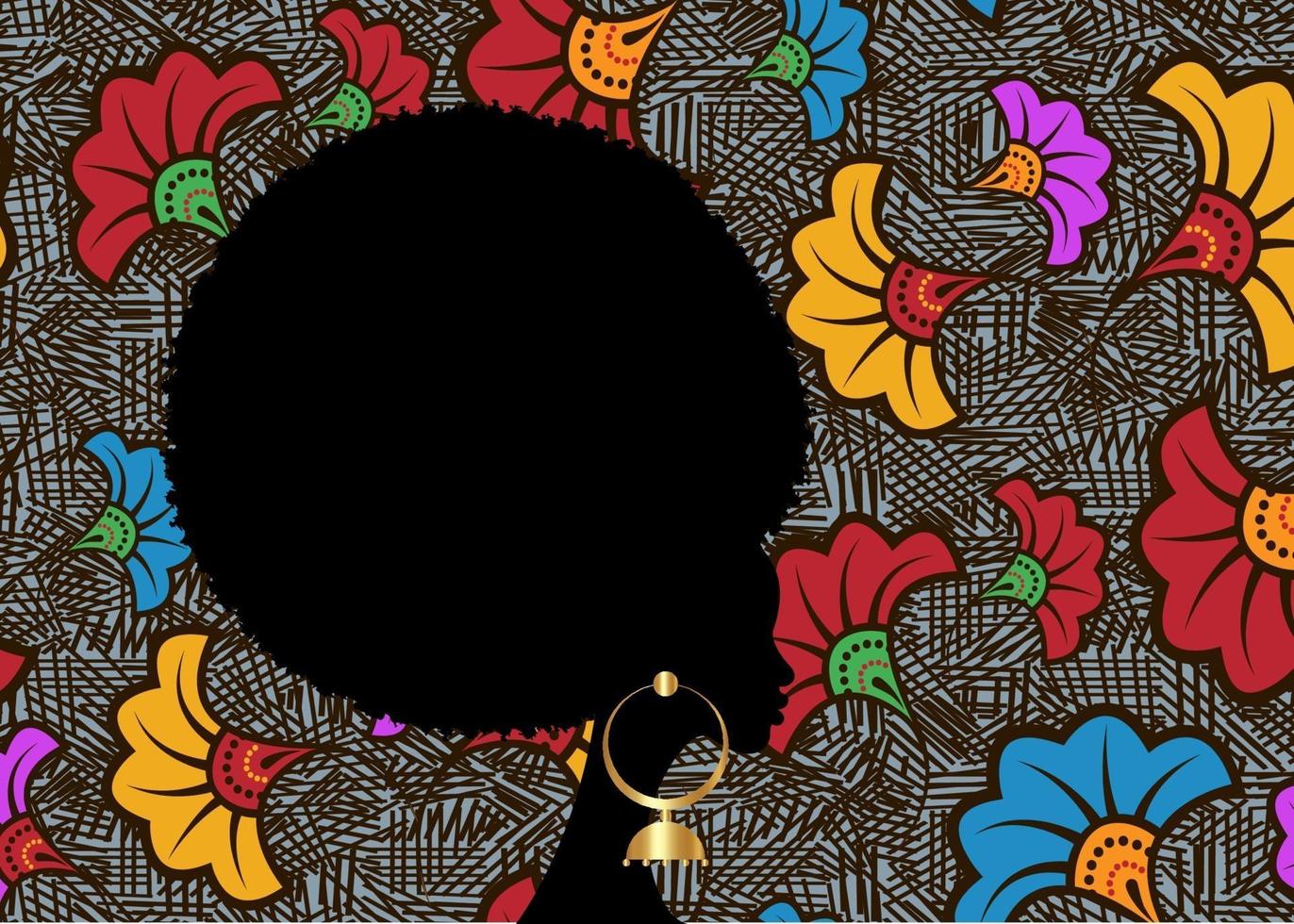 ritratto donna africana, capelli neri ricci afro, viso femminile dalla pelle scura vettore