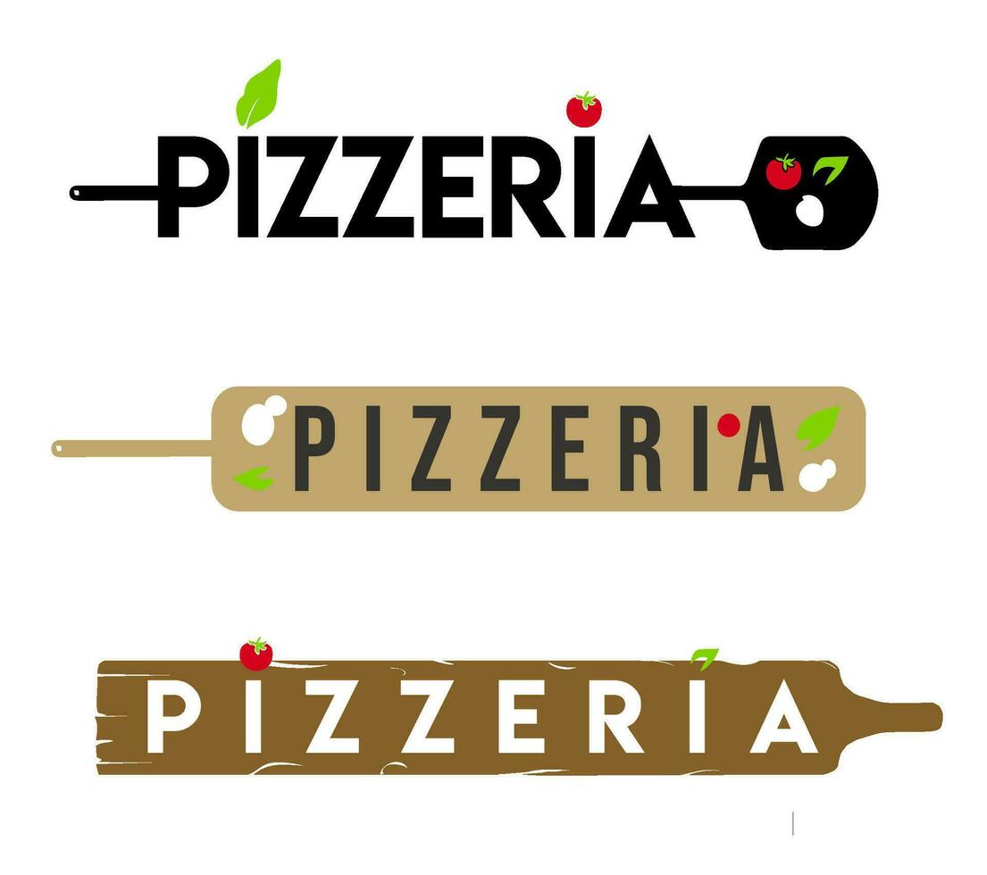Pizza pala logo impostare. vettore logotipo
