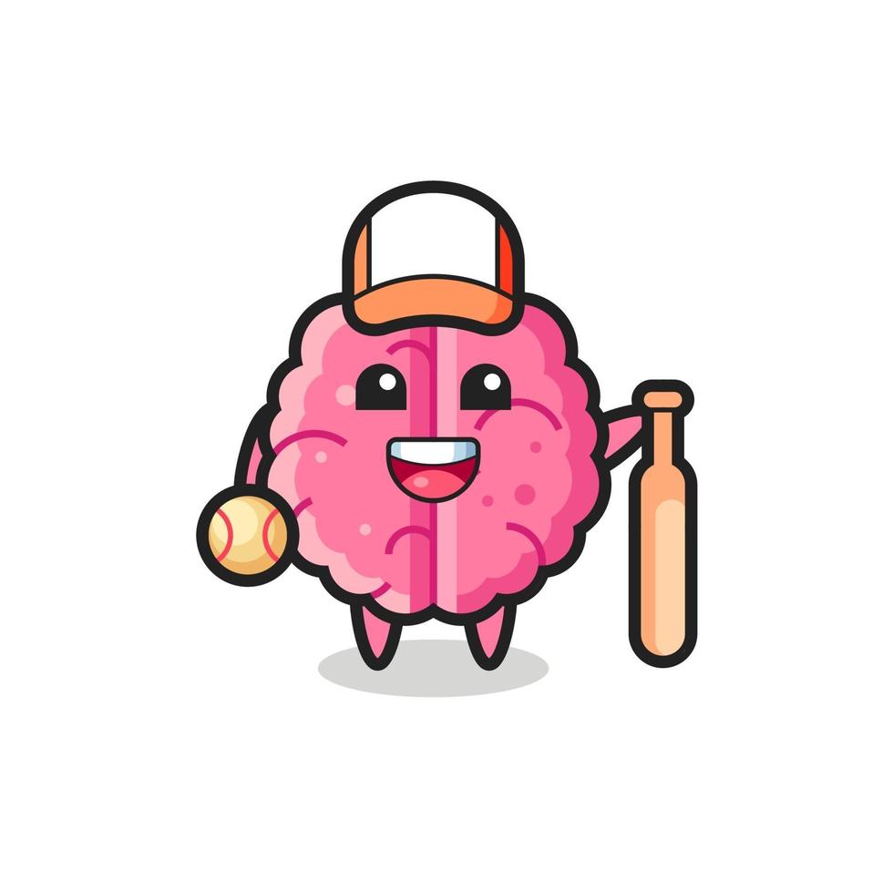 personaggio dei cartoni animati del cervello come giocatore di baseball vettore
