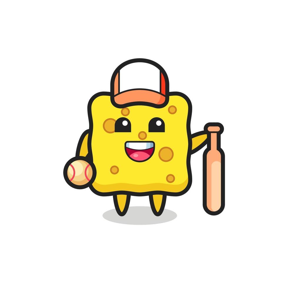 personaggio dei cartoni animati di spugna come giocatore di baseball vettore