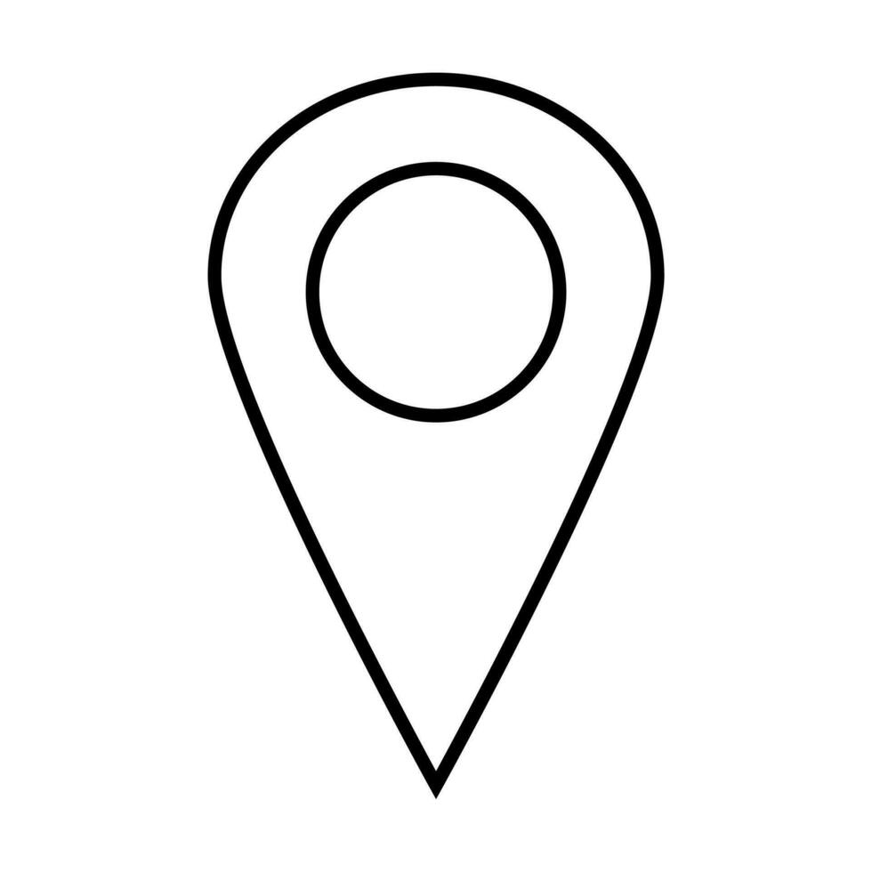 magro linea perno punto, GPS Posizione simbolo, carta geografica pointer piatto design stile vettore icona su bianca sfondo