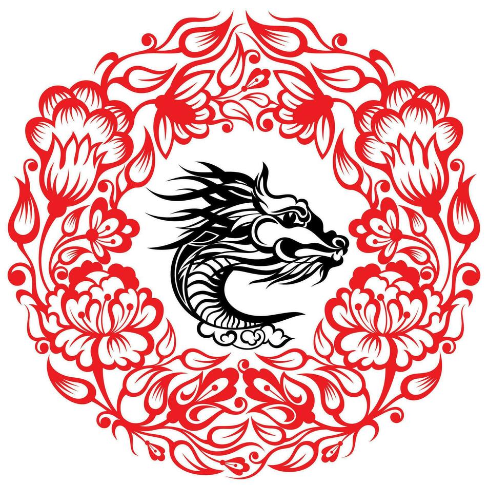 contento Cinese nuovo anno 2024 . Cina Drago zodiaco cartello su natura sfondo. asiatico festivo saluto carta. vettore
