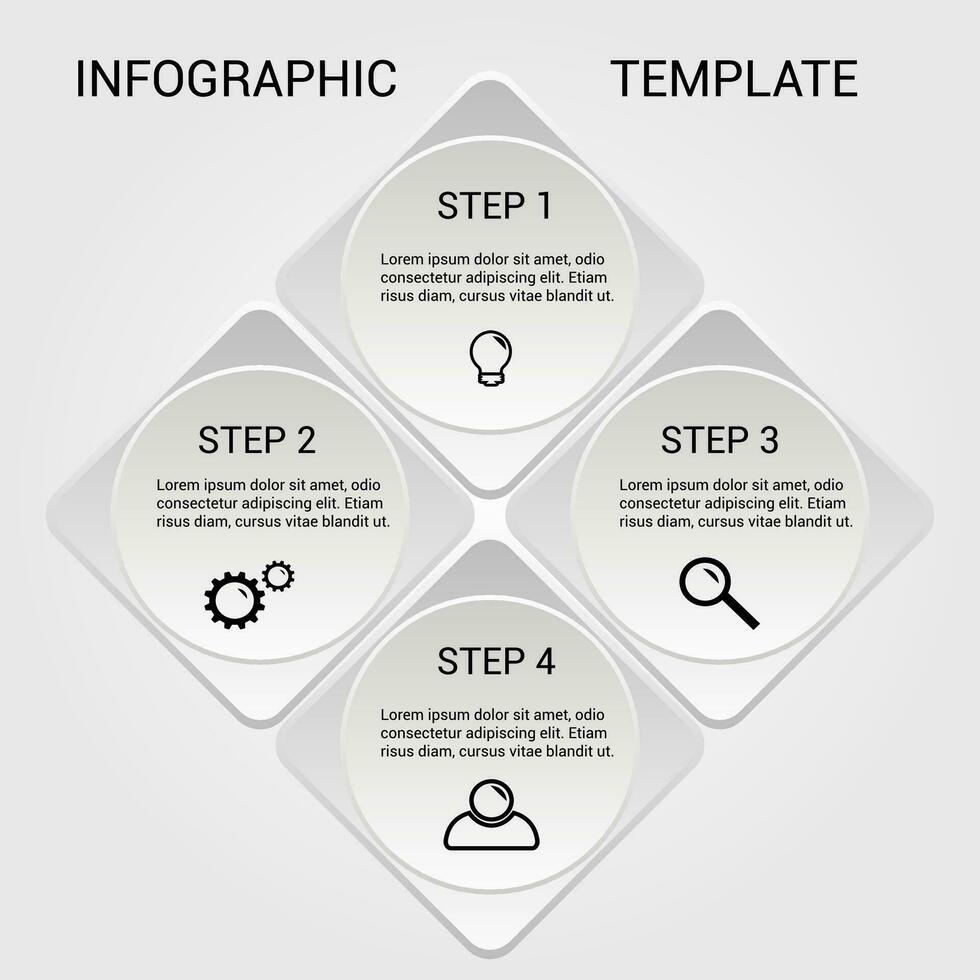 Infografica design modello può essere Usato per flusso di lavoro disposizione, diagramma, numero opzioni, ragnatela design. Infografica attività commerciale concetto con 4 opzioni, parti, passaggi o processi. astratto sfondo vettore