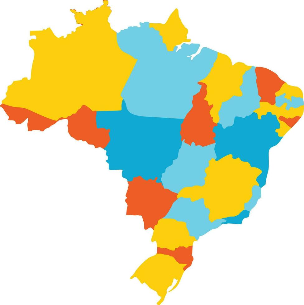 del Brasile di base schema carta geografica nel vettore formato, nel schizzo linea stile