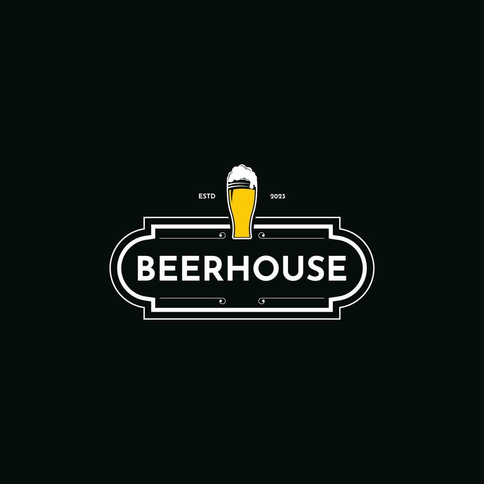 birra logo design idee, birra distintivo retrò Vintage ▾ stile per ristorante bar vettore