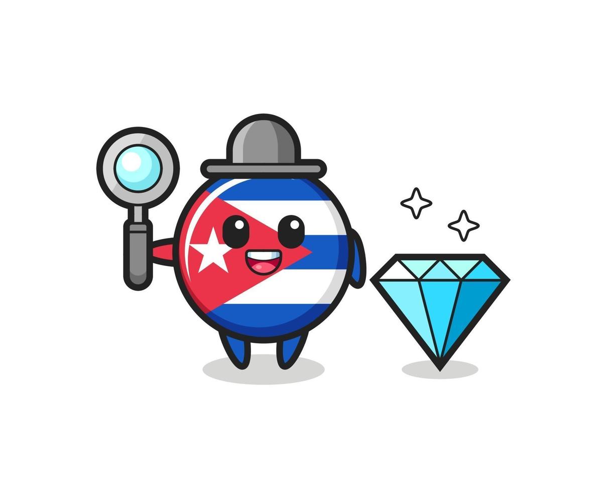 illustrazione del carattere distintivo della bandiera cubana con un diamante vettore