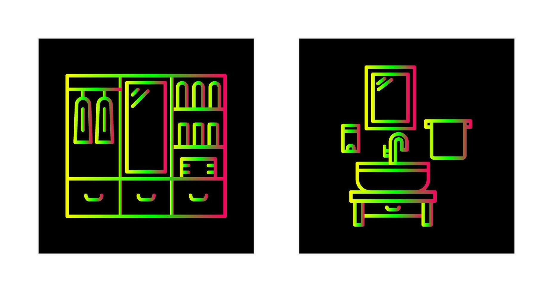 armadio e lavabo icona vettore