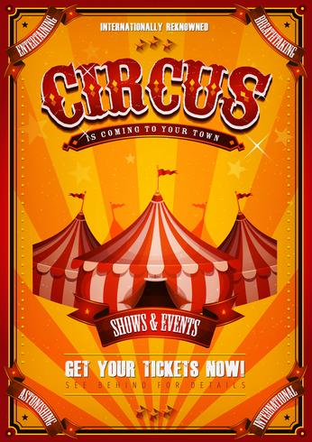 Poster vintage del circo con la parte superiore grande vettore